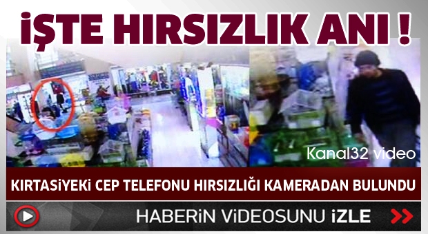 Kırtasiyedeki cep telefonu hırsızlığı kameraya takıldı