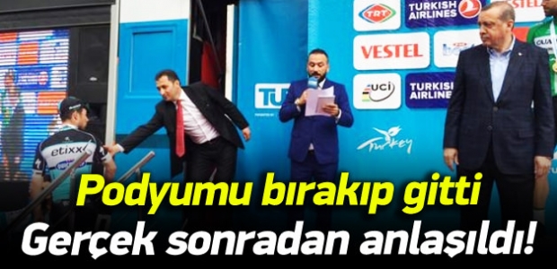 Bisikletçi podyumu terk edince ortalık karıştı
