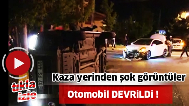 Isparta'da Halıkent mahallesinde Otomobil devrildi