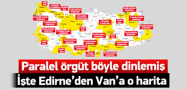 Edirne'den Van'a dinleme haritası