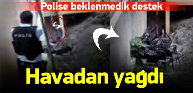 Teröristi sıkıştıran polise havadan destek