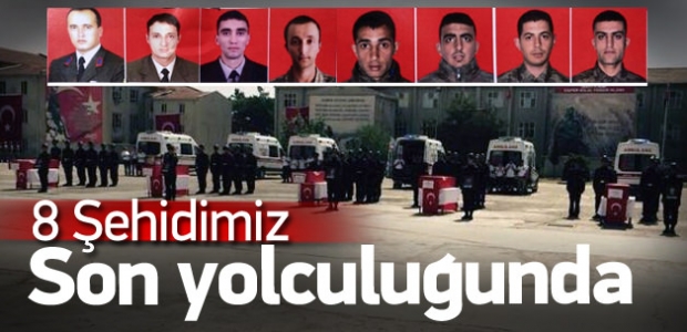 8 şehit için Siirt'te cenaze töreni