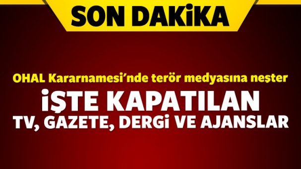 Kapatılan gazete, TV, dergi, radyo ve ajanslar