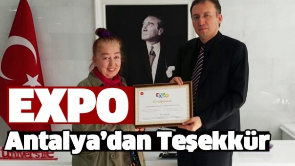 SDÜ'ye EXPO'dan Teşekkür Belgesi Verildi