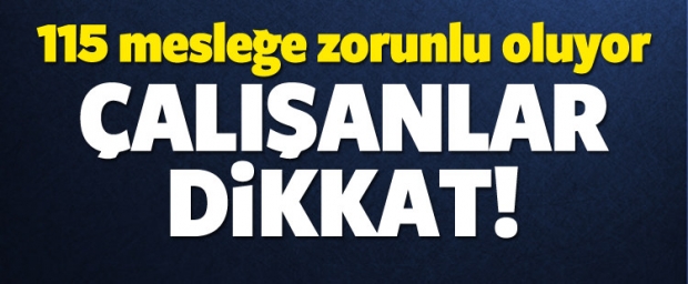 115 meslek için belge zorunluluğu geliyor!