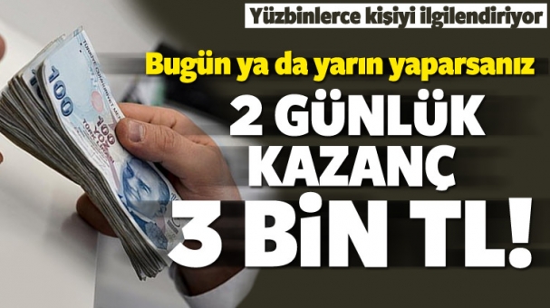 Bugün Ya da Yarın Yaparsanız 2 Günlük Kazanç