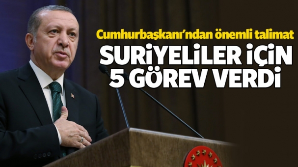 Erdoğan Suriyelilerle illgili 5 görev verdi
