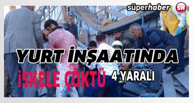 Keçiborlu KYK inşaatında iskele çöktü