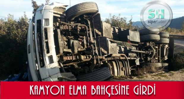 KAMYON ELMA BAHÇESİNE GİRDİ