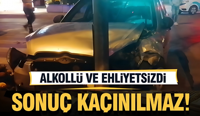 Alkollü ve Ehliyetsiz Genç Sürücü Özkanlar Kavşağında Kaza Yaptı