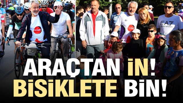 Araçtan in, bisiklete bin