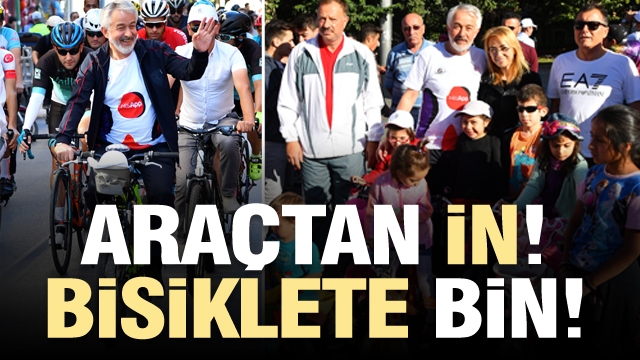 Araçtan in, bisiklete bin