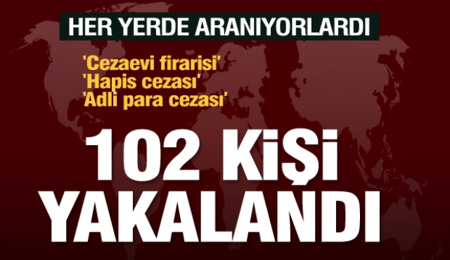 Aranan  toplam 102 şahıs Isparta'da yakalandı