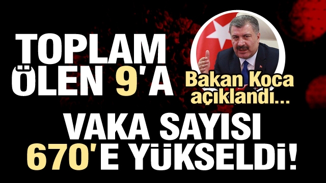 Bakan Koca yeni rakamı açıkladı: Ölü sayısı 9'a yükseldi... vaka sayısı 670