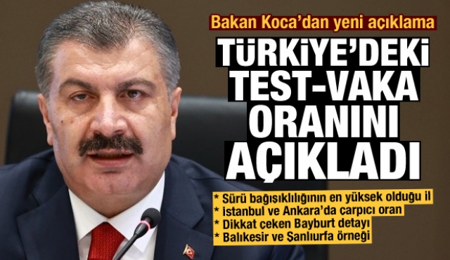 Bakan Koca'dan yeni açıklama test ve vaka oranlarını açıkladı