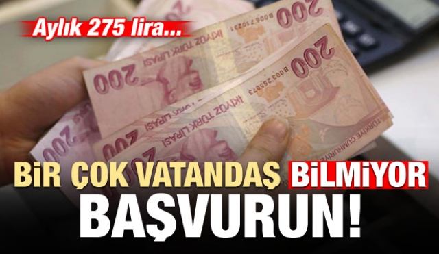 Birçok vatandaş bilmiyor! Başvurun: Aylık 275 lira...