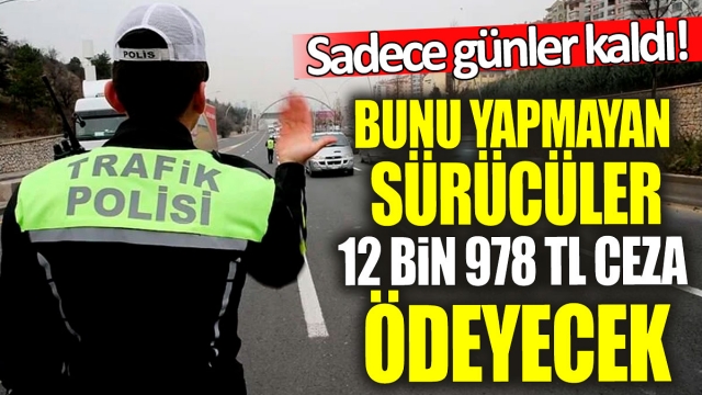 Bunu yapmayan sürücüler 12 bin 978 TL ceza ödeyecek 'Sadece günler kaldı'"

