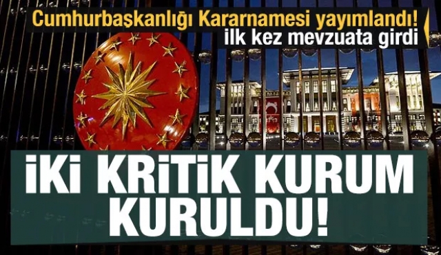 Cumhurbaşkanlığı Kararnamesi yayımlandı! İki kritik kurum kuruldu