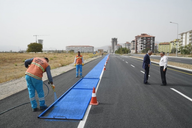 Çünür Yenişehir’de bisiklet yollarının yapımına başlandı