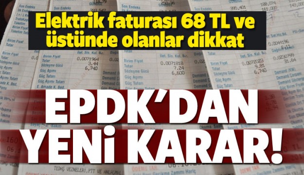 Elektrik faturası 68 TL ve üstünde olanlar dikkat!