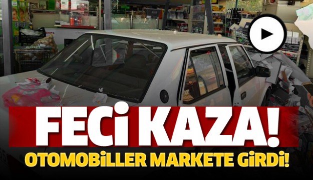 Feci Kaza! otomobiller markete girdi  