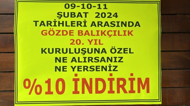 Gözde Balıkçılık: 20 Yılın Gururuyla Sizlere %10 İndirim Sunuyor!