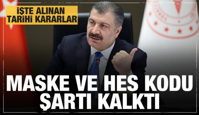 Haberler: Maske ve HES kodu zorunluluğu kaldırıldı!