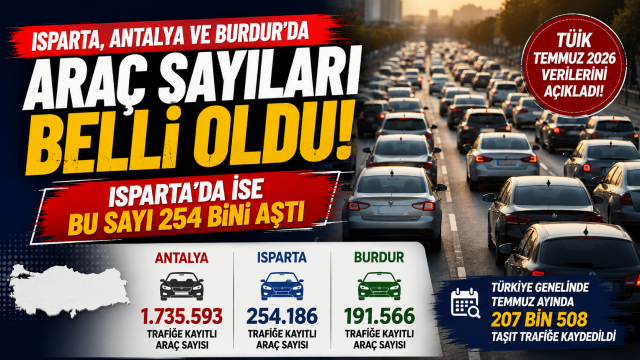 Isparta’da Trafiğe Kayıtlı Araç Sayısı 254 Bini Aştı