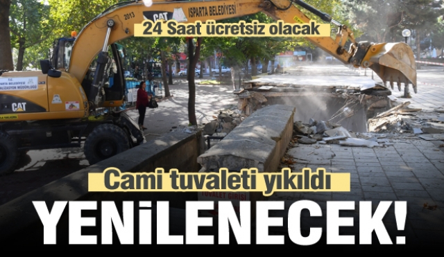 Isparta Ulu Cami tuvaletlerinin yıkımı gerçekleştirildi 