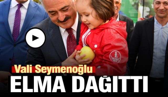 Isparta Valisi Seymenoğlu, elma dağıttı