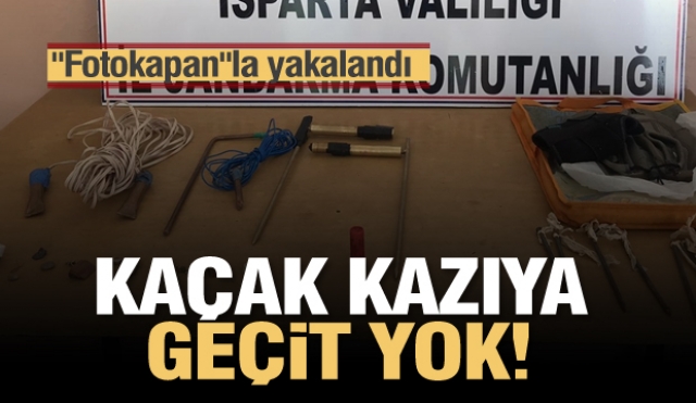 Isparta'da antik kentte kaçak kazı yapan üç kişi "fotokapan"la yakalandı