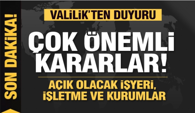 ISPARTA'DA BAYRAMDA AÇIK OLACAK İŞYERİ, İŞLETME VE KURUMLAR