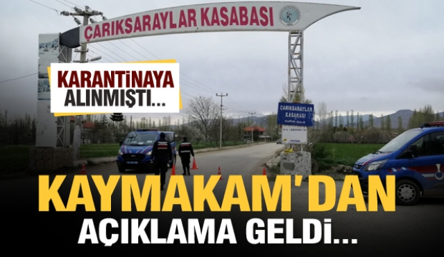 Isparta'da karantinaya alınan Çarıksaraylar beldesi ile ilgili açıklama...