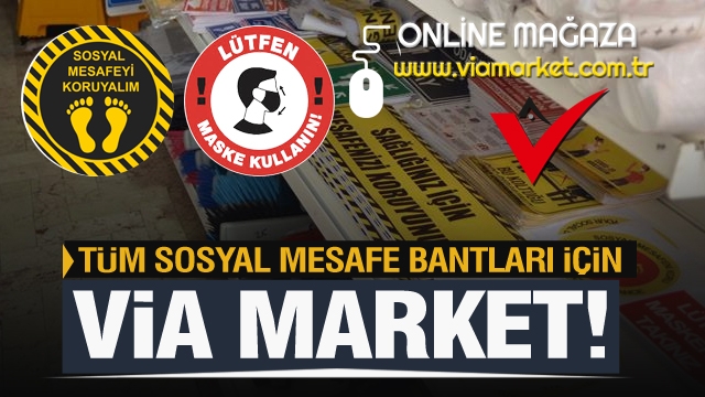 Isparta'da sosyal mesafe zemin bantları uyarı levhaları via market'te