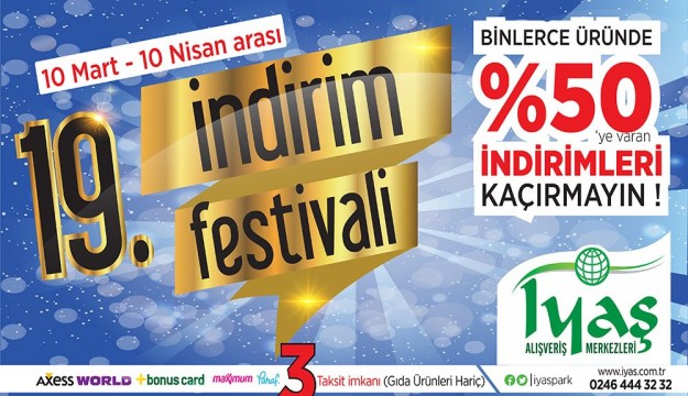 IYAŞ 19. YIL İNDİRİM FESTİVALİ BAŞLIYOR!