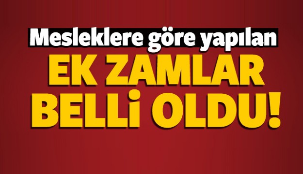 Mesleklere özel ek zamlar belli oldu