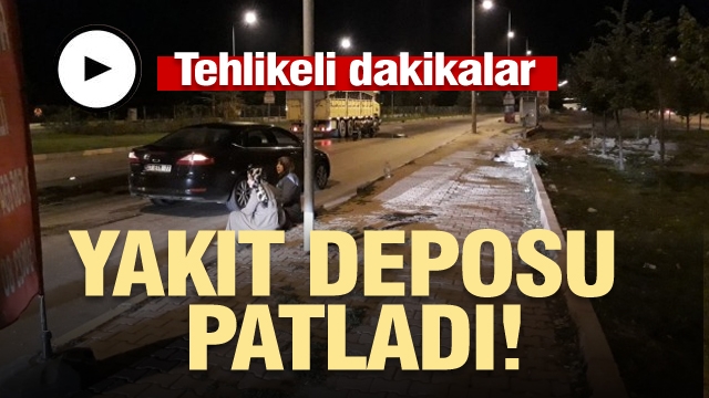 Otomobilin çarptığı kamyonun yakıt deposu patladı 