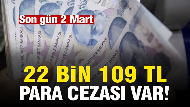 Son Gün 2 Mart 22 bin 109 lira para cezası var!