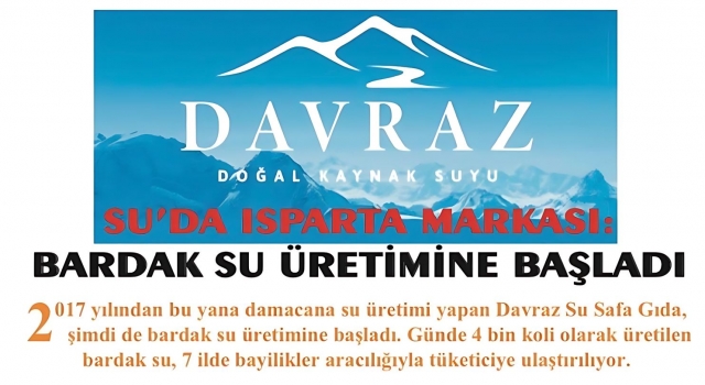 SU'DA ISPARTA MARKASI BARDAK SU ÜRETİMİNE BAŞLADI