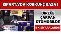 DİREĞE &Ccedil;ARPAN OTOMOBİLDE 5 KİŞİ YARALANDI