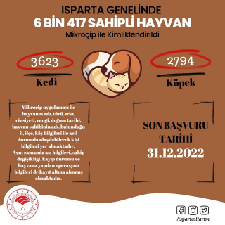 ISPARTA GENELİNDE BİNLERCE HAYVAN MİKRO&Ccedil;İP İLE KİMLİKLENDİRİLDİ