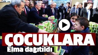 Isparta'da &Ccedil;ocuklara Elma Dağıtıldı