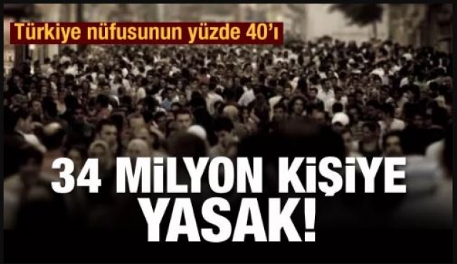 Türkiye'de 34 milyona sokağa çıkma yasağı
